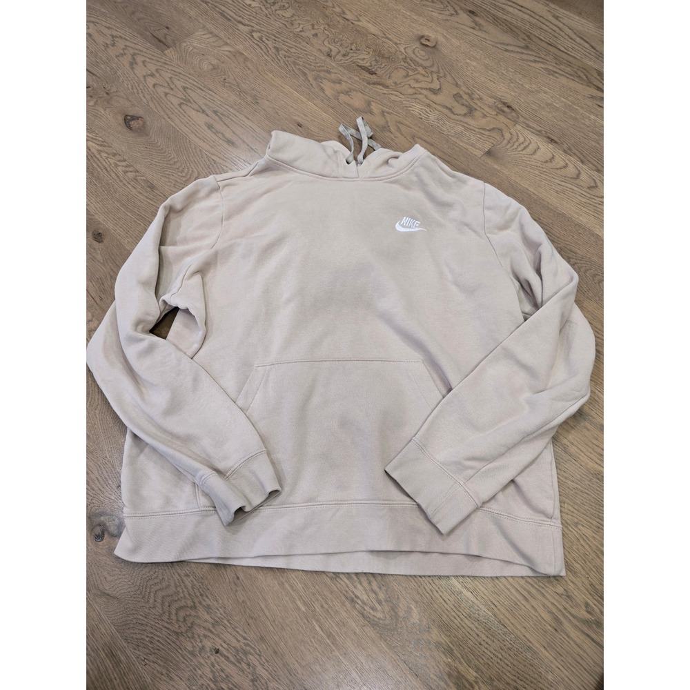 Nike Womens Sportswear Essential Hoodie Beige Oatmeal Fleece Pullover Large